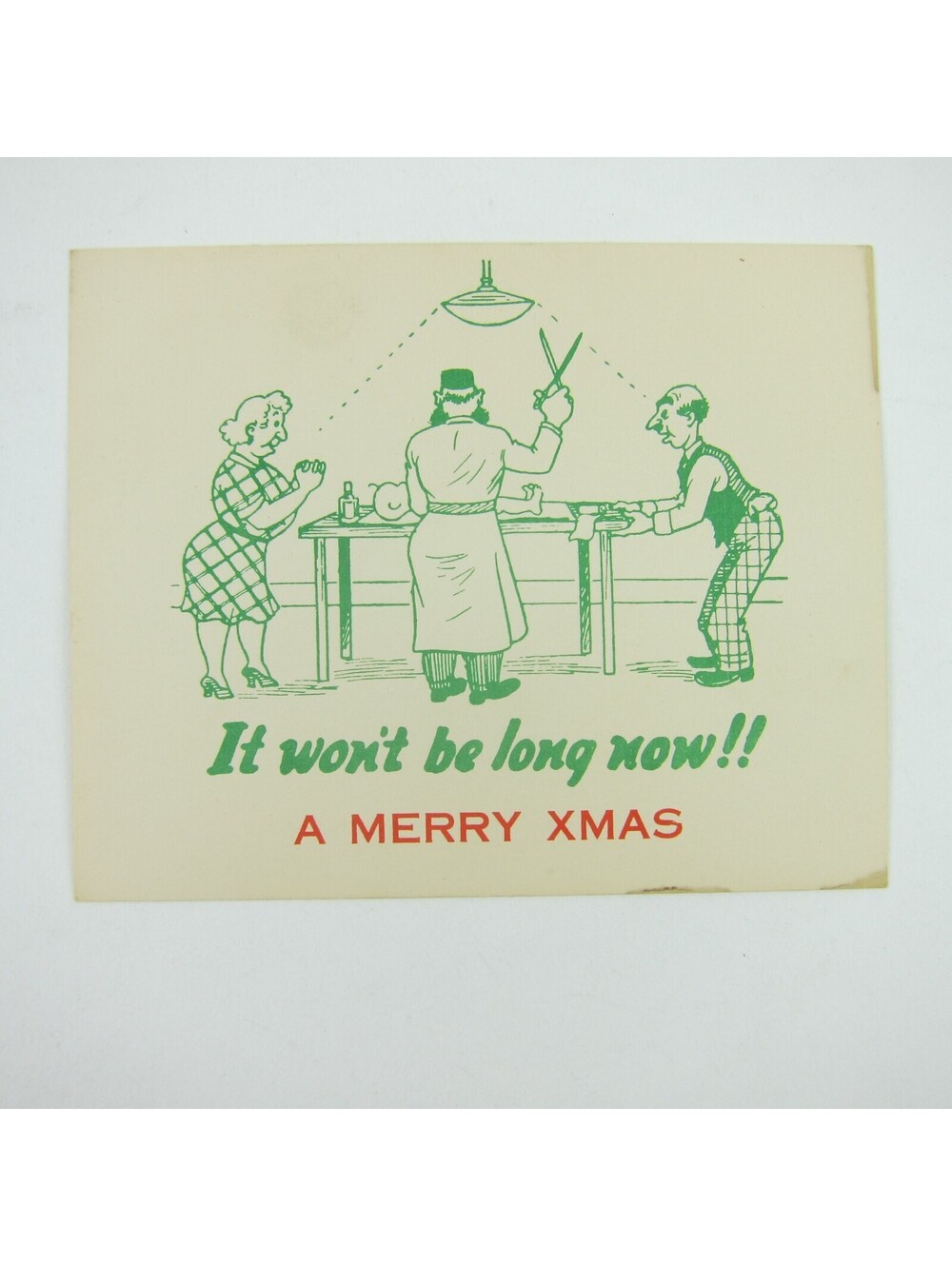 Christmas Card Comic Humor Baby Boy Circumcision Won't Be Long Risque Vintage